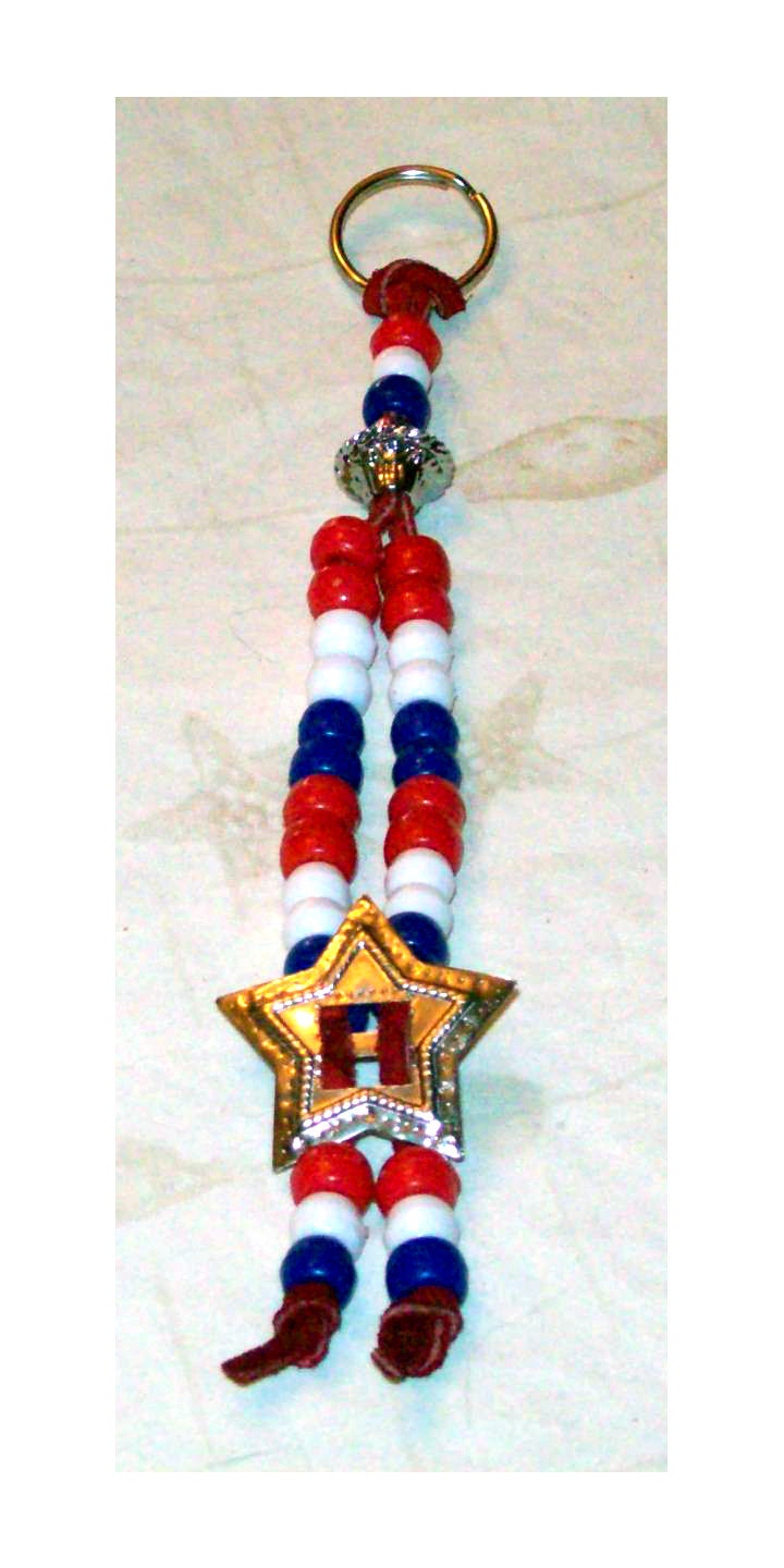 8 inch Patriotic Beaded Key Chain KC-04a-001