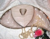 Vintage Mid-Century BLUSH PINK...GOLD Trim Lidded Relish Hors D'oeuvres Dish - 1950's or 1960's Mad Men Era California Pottery