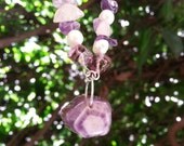Amethyst Stone Necklace with Rose Quartz, and Freshwater Pearls