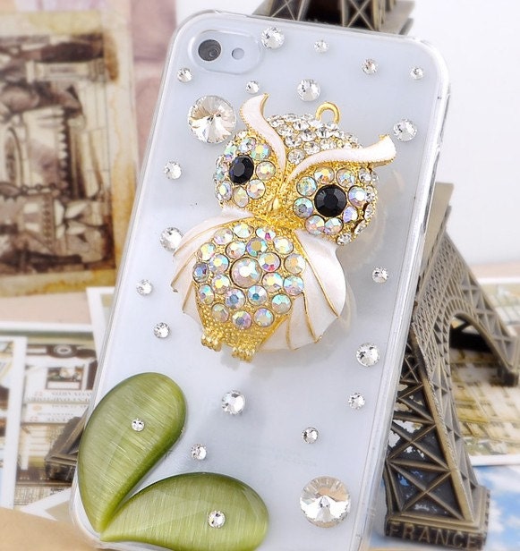 Handmade Bling OWL Swarovski Crystals iphone 5 case iphone 4/4s case samsung galaxy s3 case galaxy s4 case galaxy note2 case,htc case
