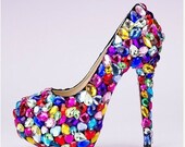 Sparkly Handmade Custom Colorful Swarovski Crystals wedding shoes , Bridal Luxury Heels,women shoes,party shoes