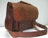 18 inches/inch Handmade Large Pure Genuine Soft Leather Men's Macbook/Laptop/Messenger Unisex Shoulder Satchel HandbagBag/Office Briefcase