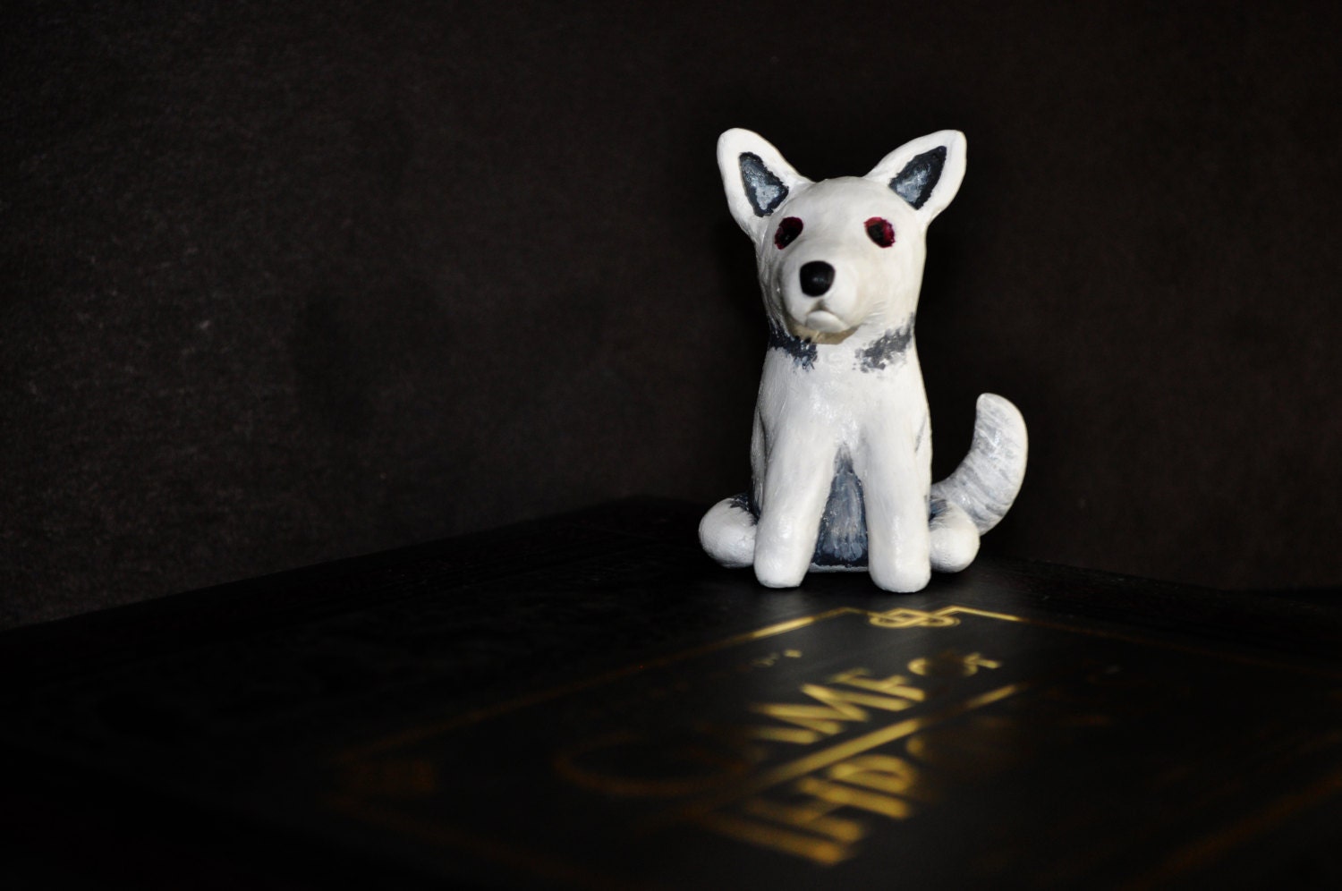 Game of Thrones Direwolf // Ghost (Handmade clay sculpture)