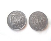 2 Australian 10 cent coins  1970  1980