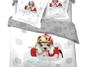 Le Vele - Dog, Twin Size 4 Pieces Duvet Cover Set Bedding 100% Cotton LE454T