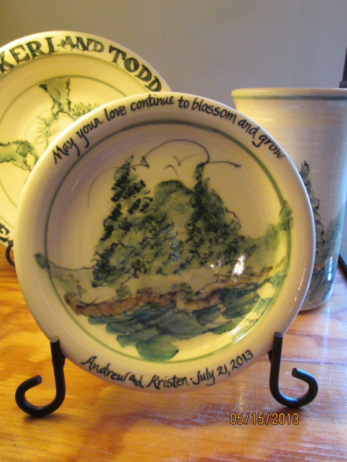 Handthrown Porcelain Wedding or Anniversary Plate.