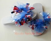 4th of July tulle girls flip flops