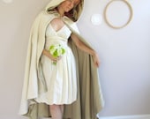 Long Hooded Cloak half circle style, graduated hemline