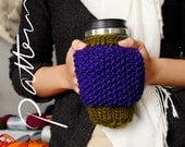 PATTERN - Hand Warmer Tea or Coffee Mug Cozy - Knitted Pocket