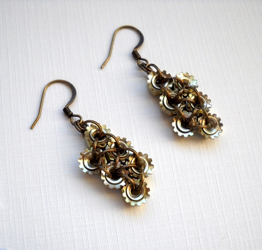 6 Nut Earrings - Golden - Lush Beads Industrial