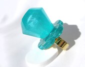 Marshmallow Aqua Pearl Heart Pop ring