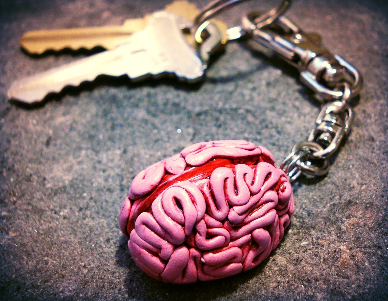 Realistic Sculpted Brain Keychain