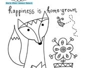 PDF Embroidery:  Happiness is Homegrown (fox)