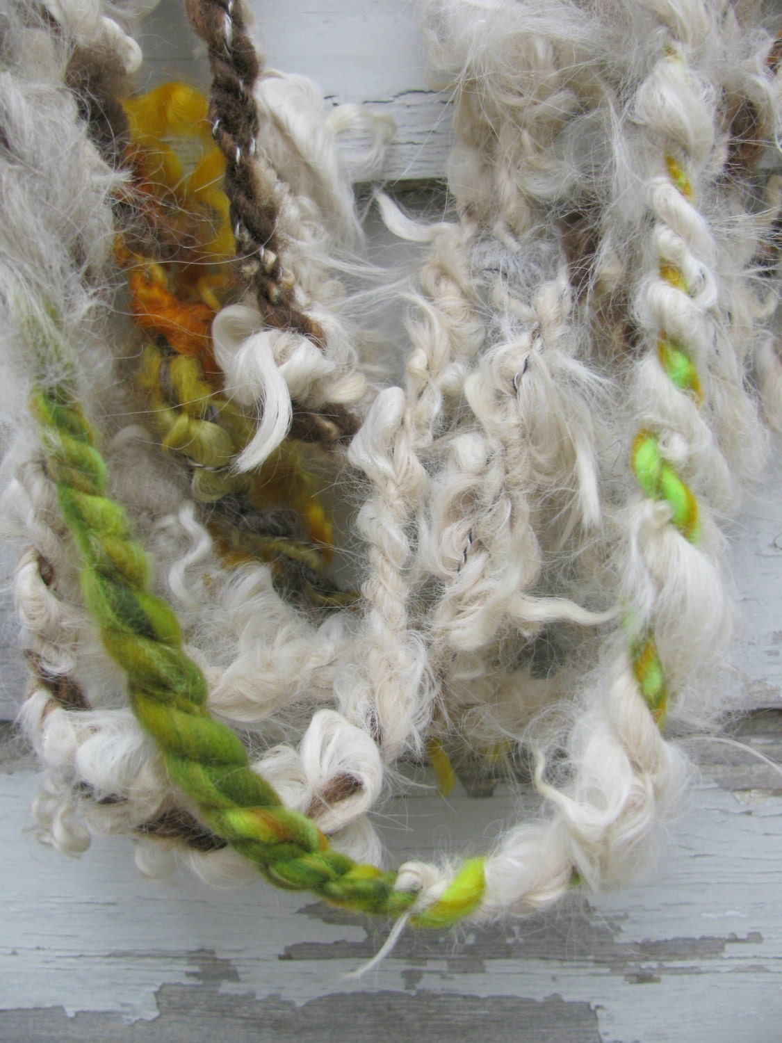 Whimsy Grizzly 3- hand spun rustic art yarn