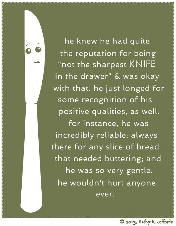 Kitchen Art - Cute Anthropomorphic Knife Art Print For Kitchens With A Sense Of Humor