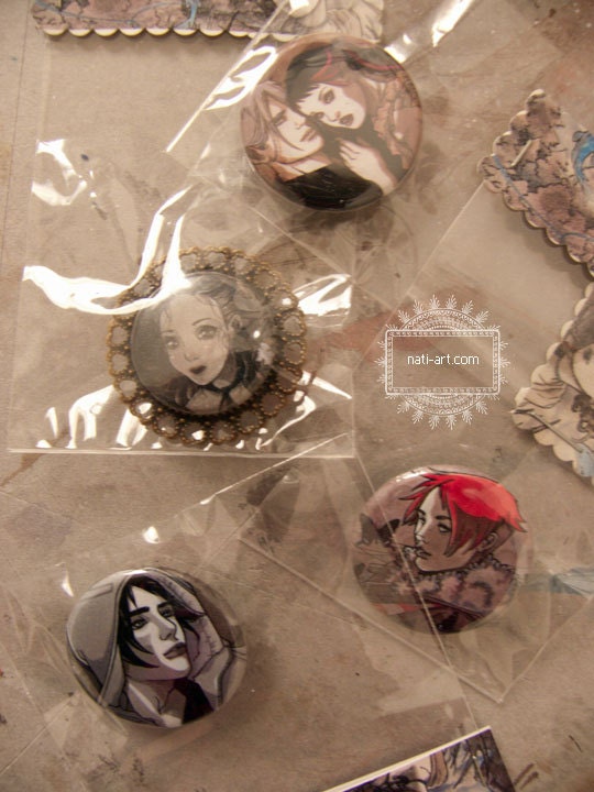 Lovely Ones - PinBack Buttons - Art by Natalia Pierandrei