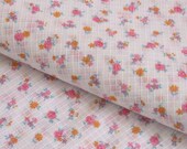 Summer Print / Vintage Floral Fabric Sheer Lightweight Cotton Blend/ Pink Orange Flowers by the Yard