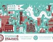 Art vs Craft Art Print Screenprint - Dragon Castle Knight Hand Printed Silkscreen Poster - Little Friends of Printmaking