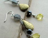 Archivist Earrings - One of a Kind - Vintage Glass and Sterling