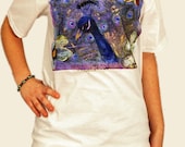 art T shirt girls Peacock painting hand painted clothing teen tween women