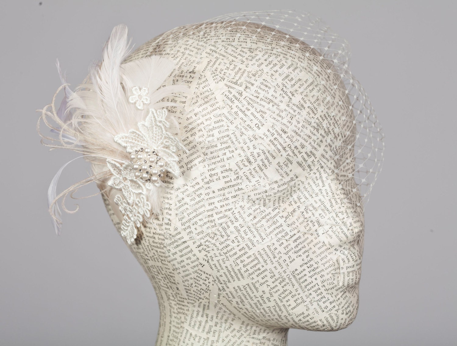 1920s inspired Birdcage Veil and Feather Fascinator