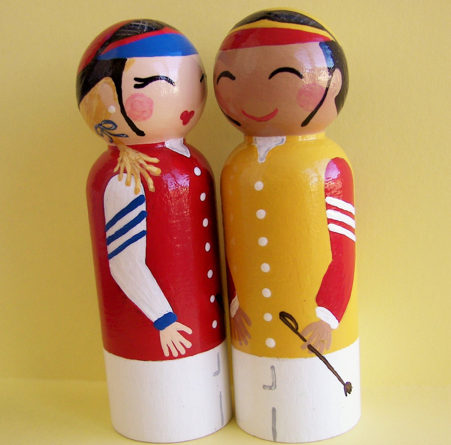 Hand Painted Love Boxes Racing Silks Jockey Kentucky Derby Preakness Belmont Peg Dolls Wood