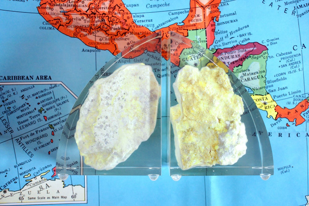Mineral Bookends // Lucite and Calcite // Vintage Gem // Mid Century