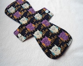 10 inch Owls Cloth Menstrual Pad -- CottonTopped Mama Pad - average to moderate flow
