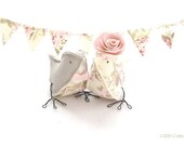 Wedding Cake Topper Fabric Birds Rose Garden Sweethearts Summer Tea Party Wedding READY TO SHIP