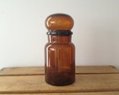 Vintage Amber Bubble Top Jar Apothecary Bottle Belgium Fathers Day Gift