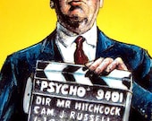 Print 11x17" - Alfred Hitchcock - Psycho Vintage Director Cinema Noir Suspense Horror Classic Norman Bates Serial Killer Dark