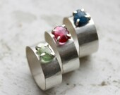 Rose Cut Sapphire Ring   Green sapphire ring  Sterling silver and sapphire ring