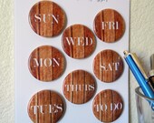 Days of the Week Button Magnets - Woodgrain