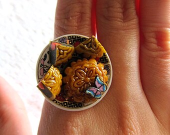 Round Black Sesame Mooncake Ring Food Festival Yummy Delicious Pastry Dessert