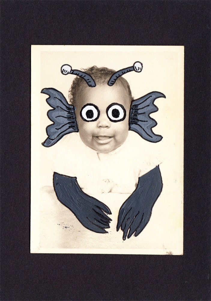 Altered Vintage Photograph-Fish Boy