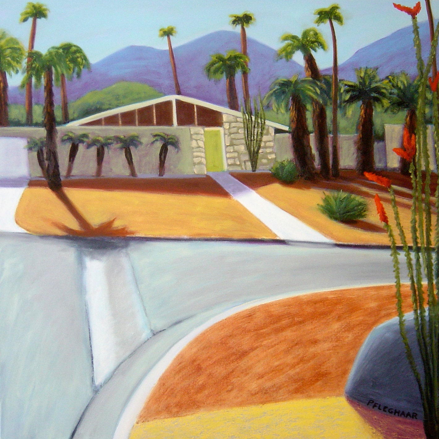 Mid Century Modern House  Palm Springs, CA  Giclee Print Corner of La Jolla