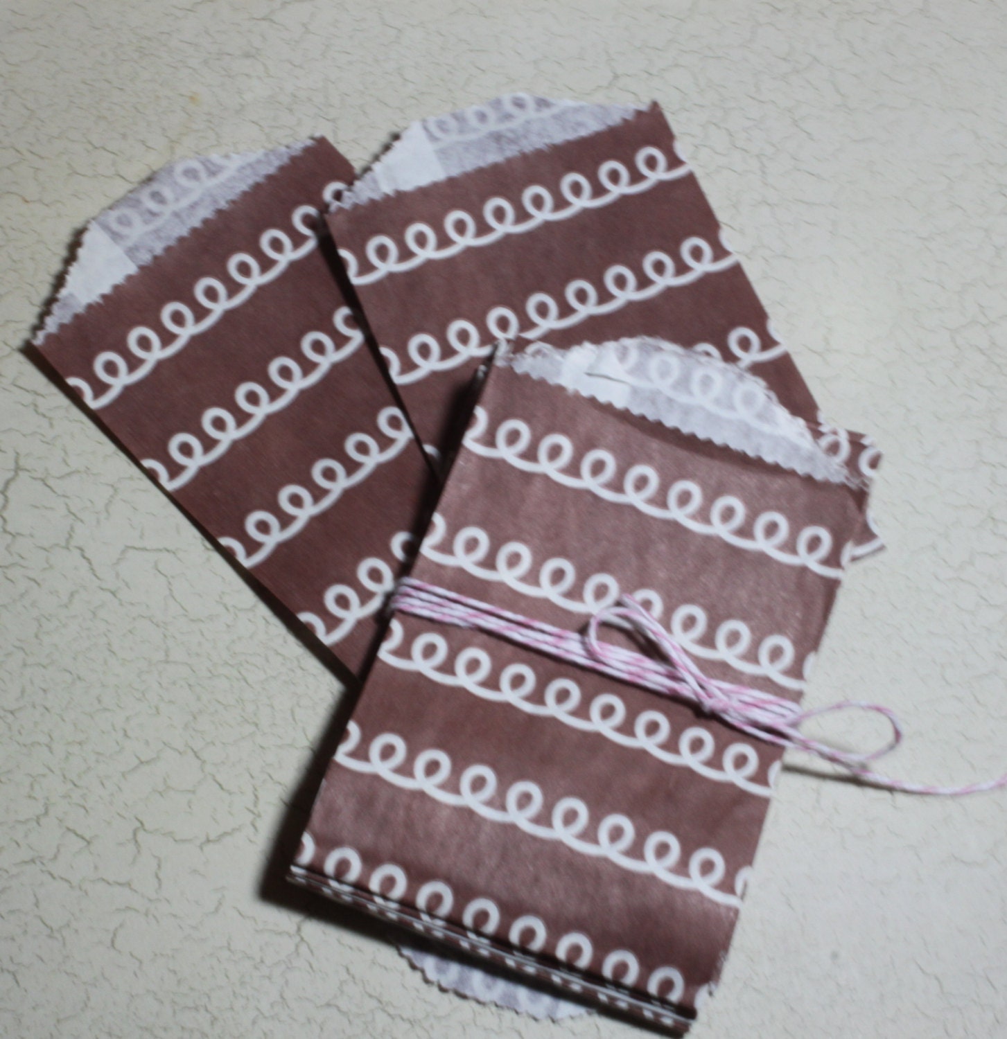 Chocolate Icing Paper Bags -- Party Favor, Goody, Gift -- set of 12 -- 2.75 X 4 Il_570xn