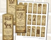 Macbeth Witch Potion Ingredients Labels digital collage sheet for all of your potion labeling needs 1x3 sepia antique