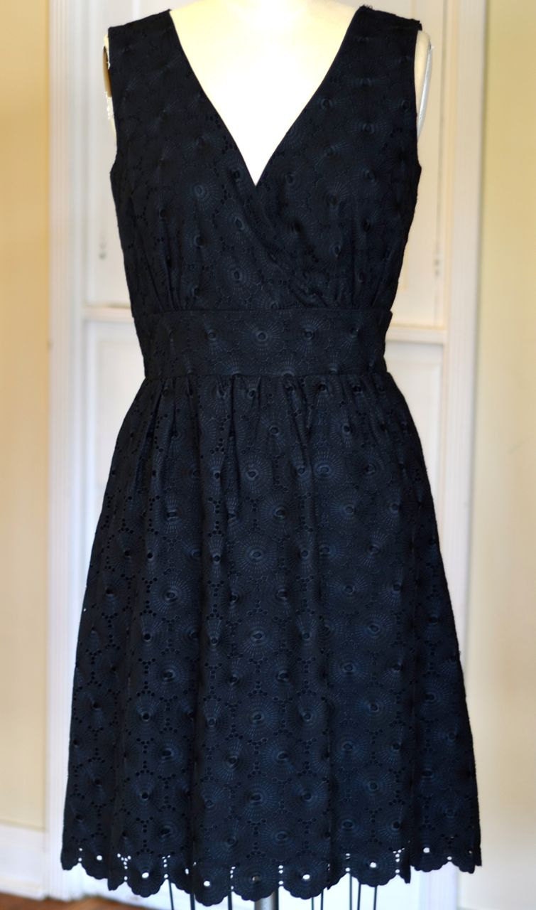Sample SALE Black Eyelet Cocktail Dress From a Vintage Pattern