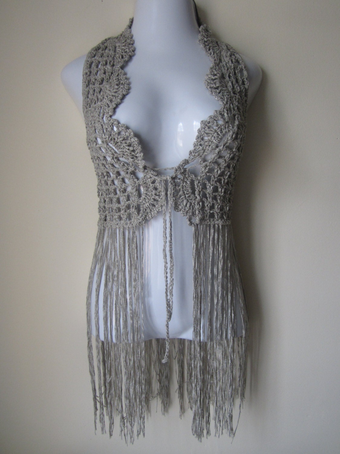 Crochet vest, Elongated Fringes, festival, gypsy, Boho, carnival