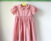 Vintage Little Girls Red Gingham Dress Peter Pan Sundress 2T