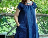 made to order short sleeved crochet yoke smock dress
