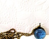 Faith Necklace, Soldered Blue Glass Bauble, Dictionary Definition Charm, Vintage Assemblage Jewelry, Faith Pendant, Blue Bauble Charm