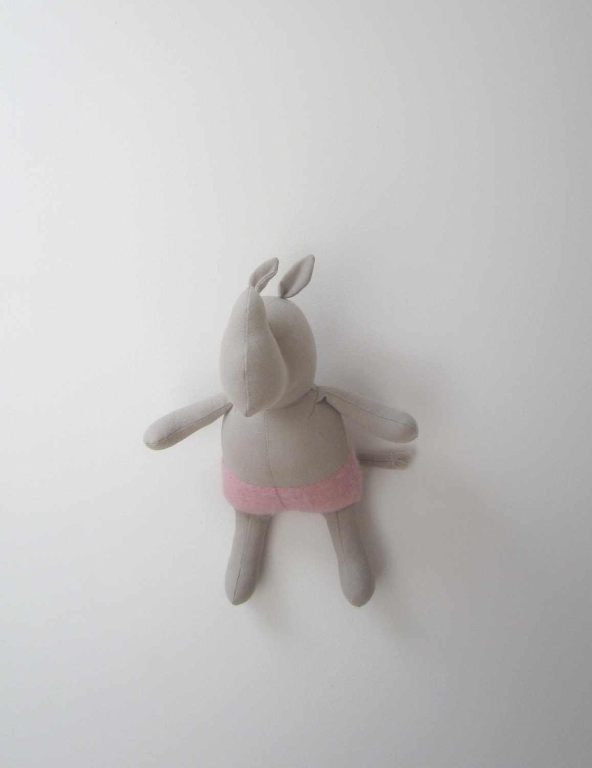 Small Rhinoceros doll Soft Upcycled kids toy Baby toddle natural pink soft seniors  bubynoa Best Friend
