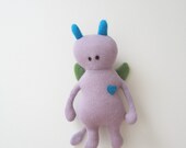 Devlin Critter Monster OOAK doll eco friendly upcycled wool sweater Lilac purple green soft collectors item