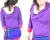 Womens Dress Cowl Neck Violet Purple Ruby Pink Vermont Wool Pocket Organic Cotton Soy Bamboo Plaid Flannel in Medium//by Nicoles Threads