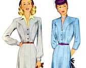 Vintage 1940s Pretty Shirtwaist Dress Pattern - Bust 32 - Size 14 - McCall 6172
