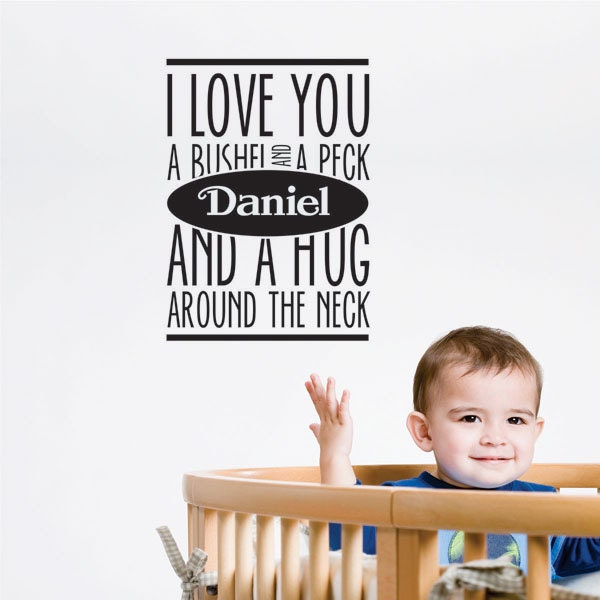 Personalized Wall Decal I love you a bushel and a peck Vinyl Wall Art Kids Wall Decor Sign