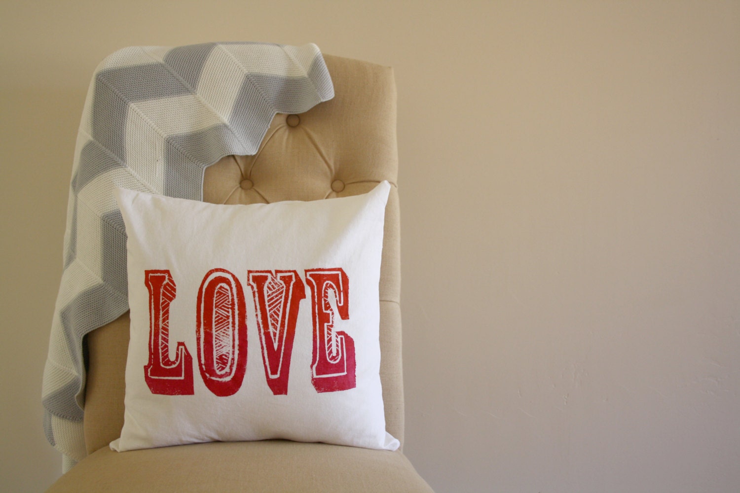 COVER ONLY - Ombre Style - Hand Printed - Linocut Carved Font Stamp - Valentines Day Decor