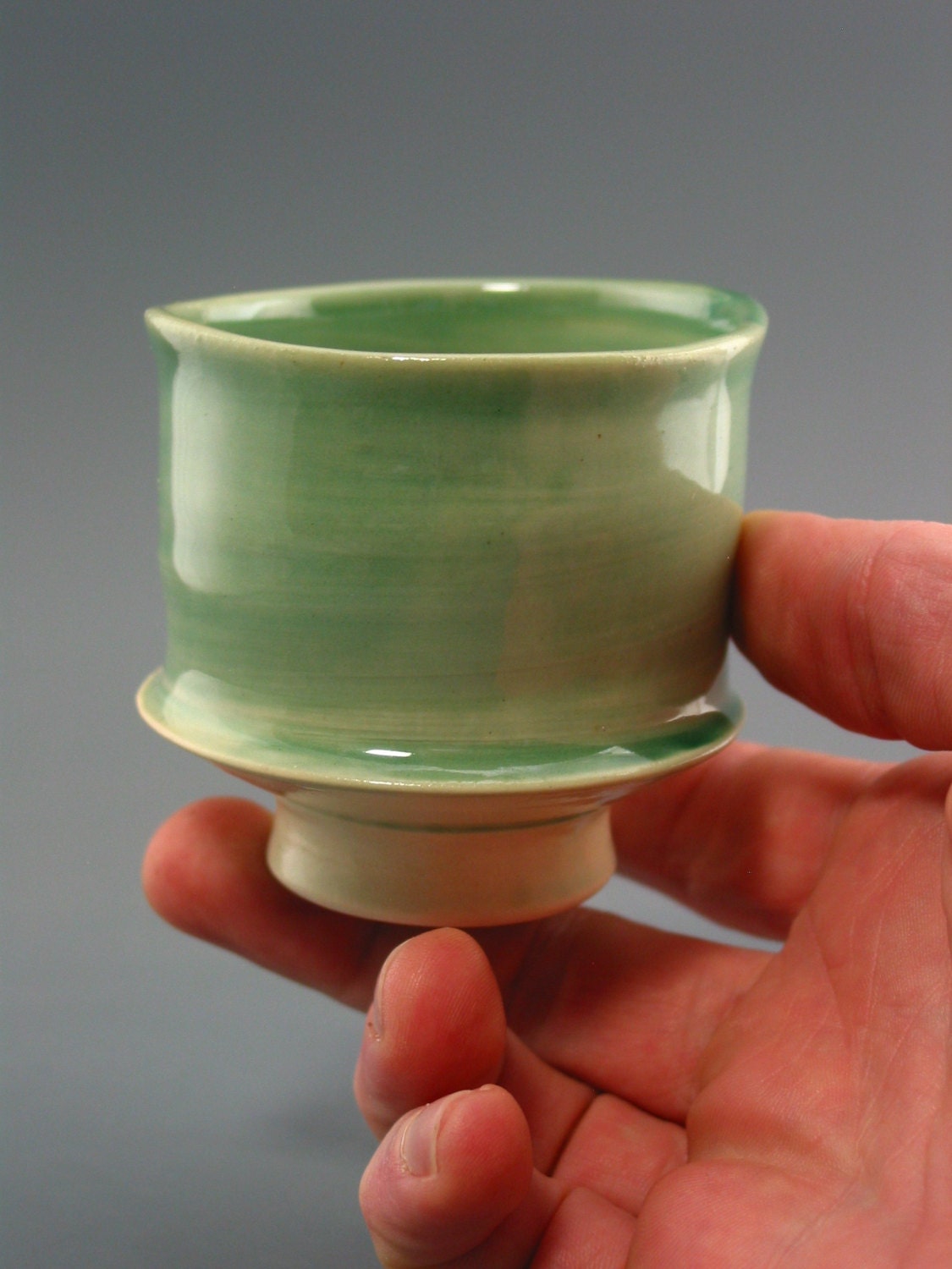Teacup Guinomi, porcelain with  celadon glaze